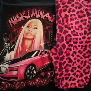 Nicki Minaj Outfit Devil Walking Leopard Pink Leggings XXL T-Shirt Large Fit